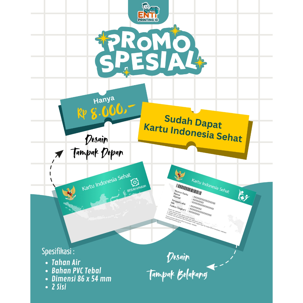 

Kartu Indonesia Sehat (KIS) Bahan PVC Tebal Sehari Jadi