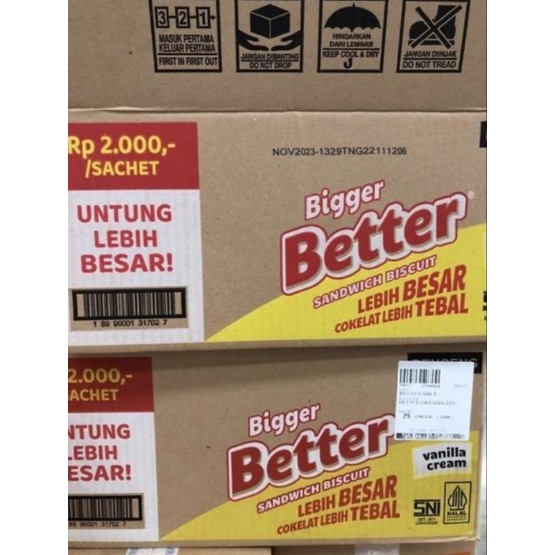 

1 dus bigger Better Sandwich Vanilla Cream eceran 2000 isi 12 x 10 pcs