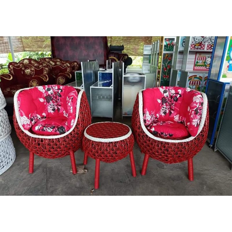 Kursi Teras santai brekele unik rotan sintetis kursi 2+1meja