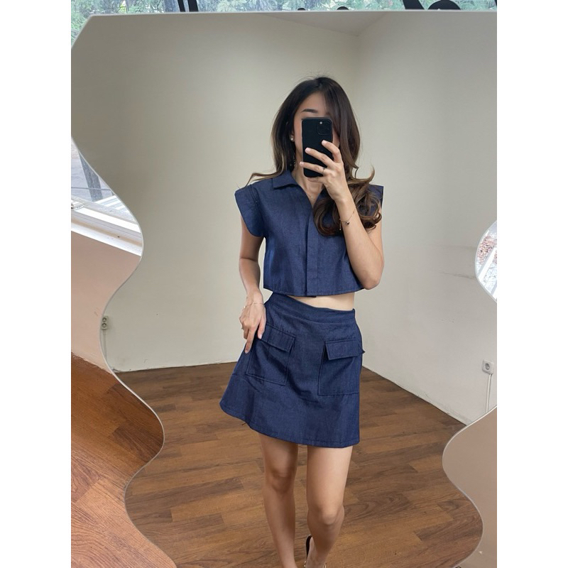 PRELOVED Lora Set / Set Wanita / Set Skort Wanita