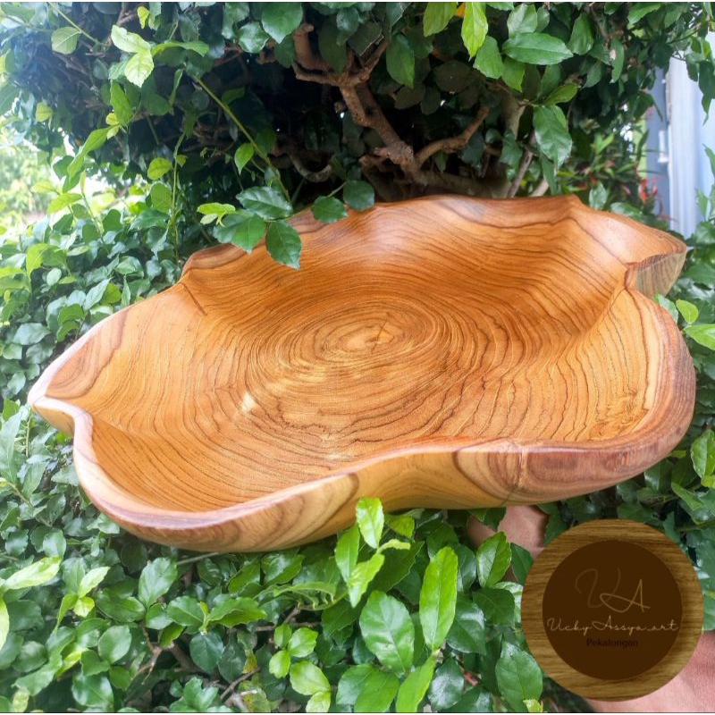 MANGKOK KERANG KAYU JATI d40 x 7 / MANGKOK BUAH BENTUK KERANG / MANGKOK KAYU JATI KERANG / MANGKOK J