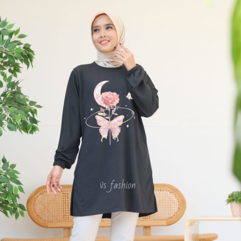 Tunik wanita lengan panjang karet,kaos tunik motif terbaru kaos tunik wanita murah