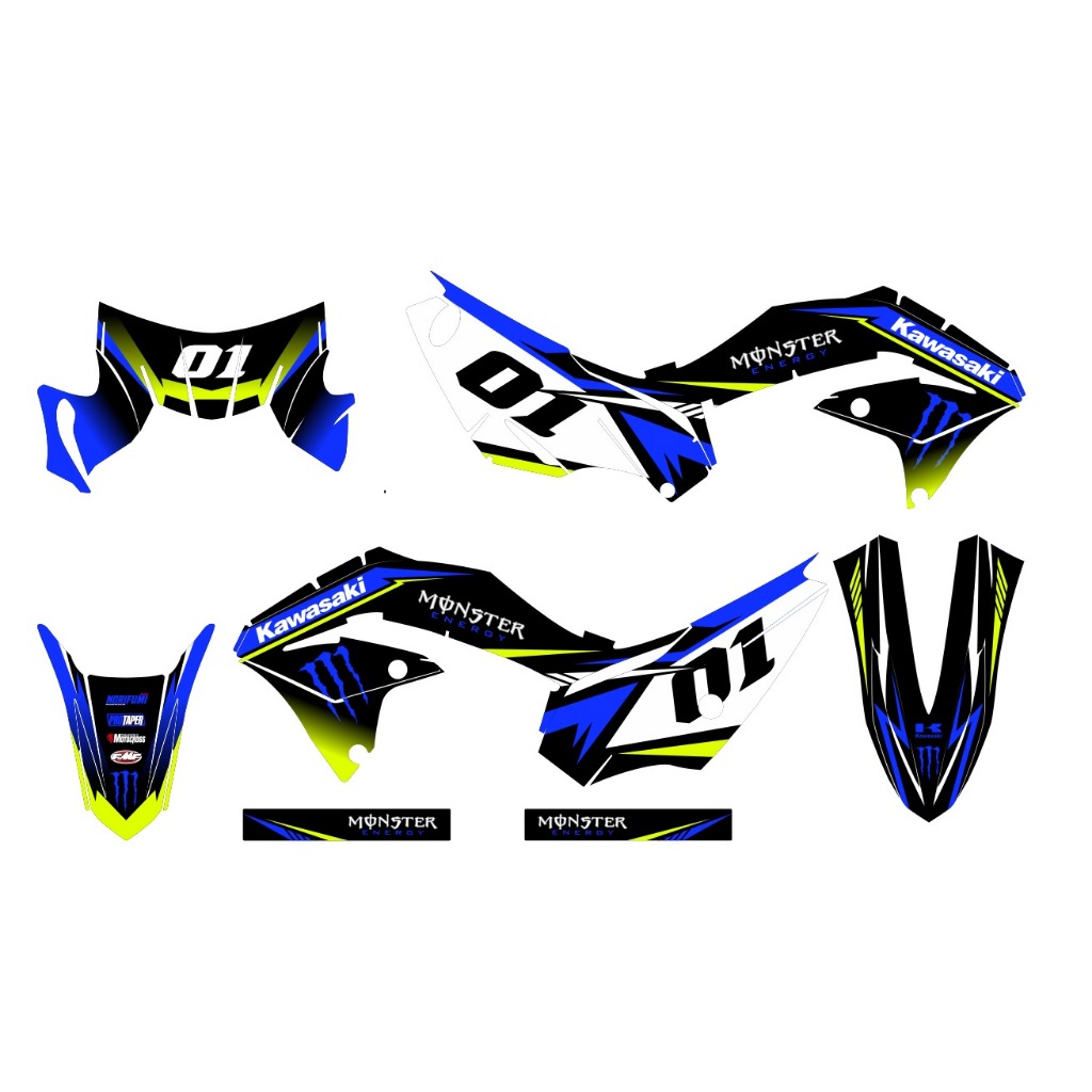 Decal Stiker KLX 230 Dekal Variasi Sticker Striping Custom biru 001