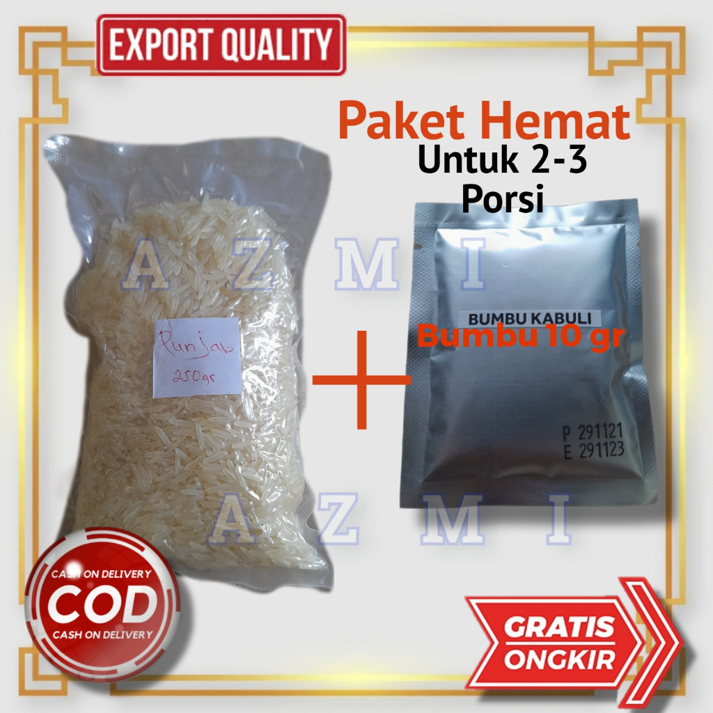 

Paket Nasi Kebuli Instan 250g / Beras Basmati / Bumbu Nasi Kebuli