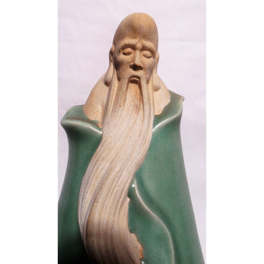 Keramik celadon Cina antik Laozi Figure patung lao tzu dewa Lauzhe keramik antik celadon Song Laozi 