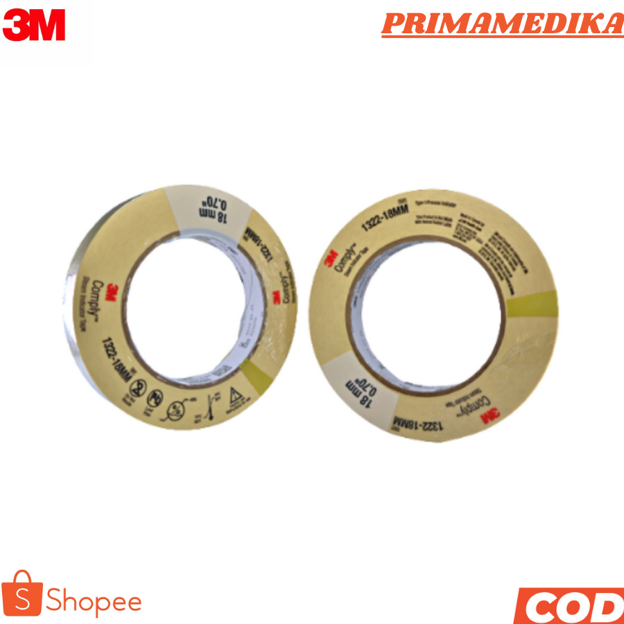 Pita Autoclave Tape 3M 1322 Indicator Steam 18mm X 50 meter Alat Sterilisasi 3M Adhesive Tape