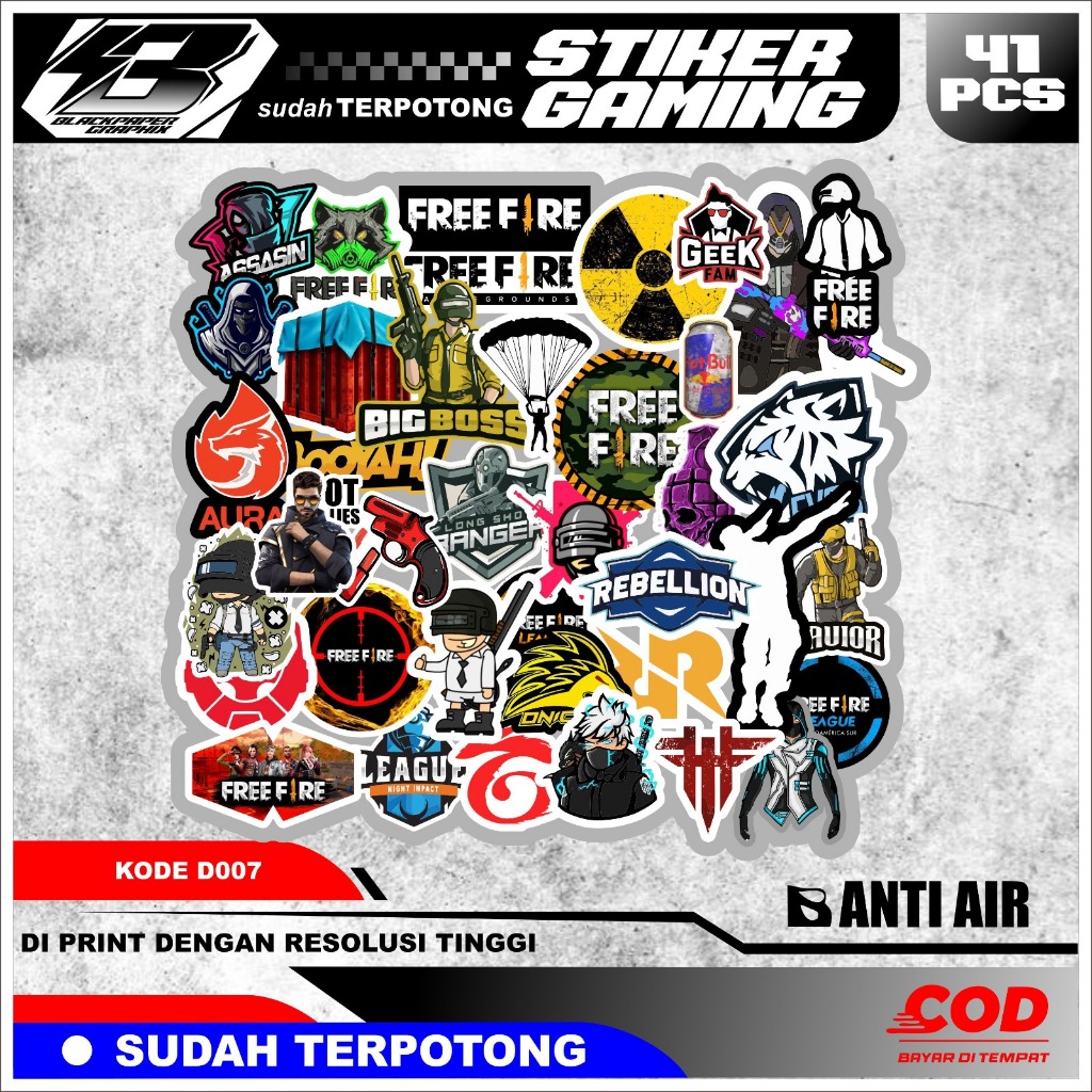 

Stiker Sticker Brand Distro Paket Gaming Free Fire / Sticker Game stiker case