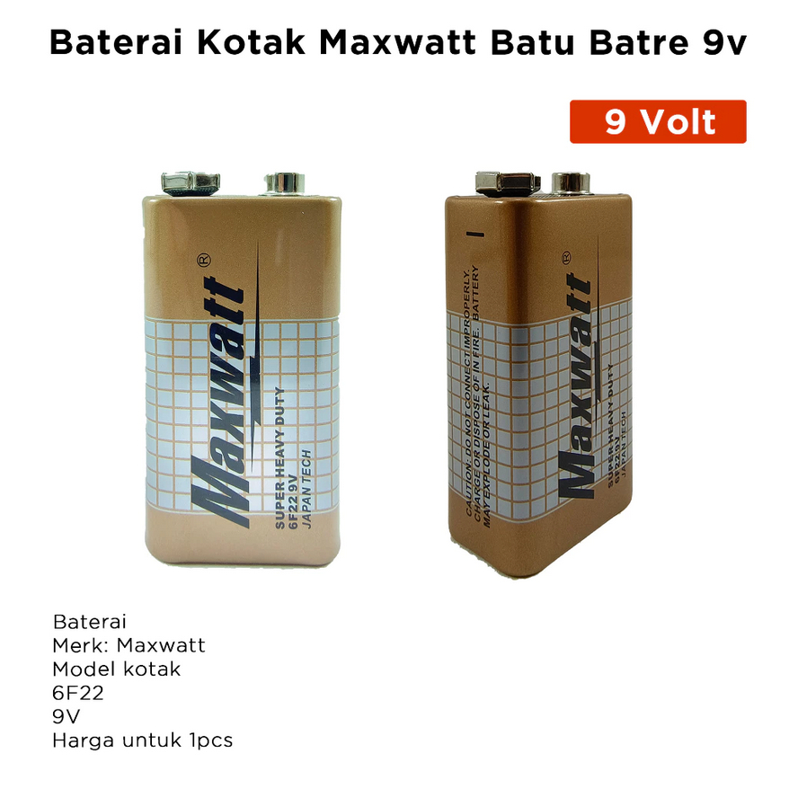 Baterai Kotak Maxwatt Batu Batre 9V Battery 9 Volt Original High Quality Kinvil Toys