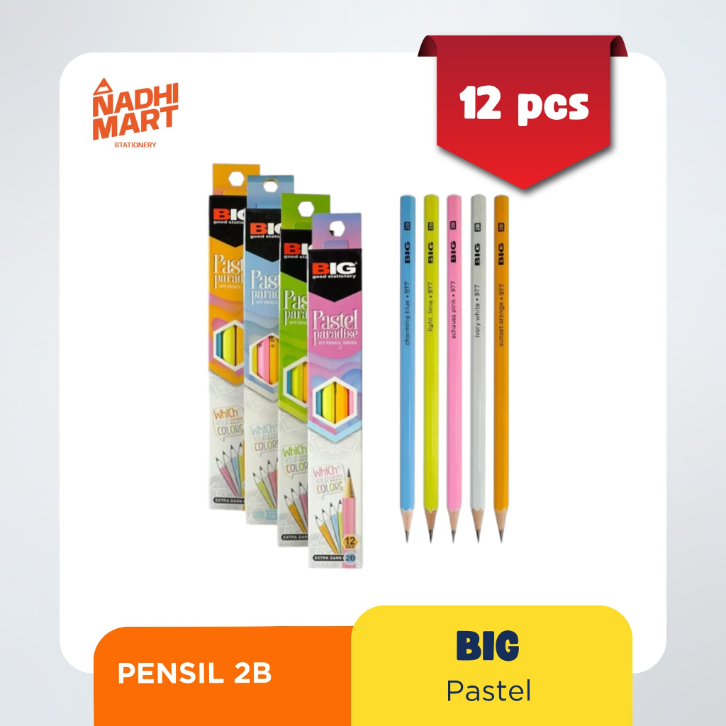 

12 PCS PENSIL 2B BIG PASTEL PARADISE 977