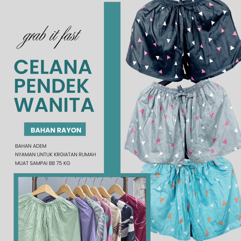 Celana Pendek Wanita Hotpants Jumbo Rayon Wanita Celana Pendek Wanita Hotpants Jumbo Rayon