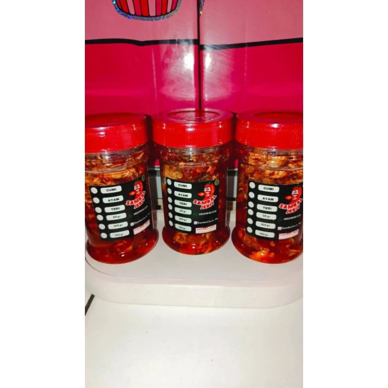 

sambal kemasan 100gr/sambal ayam/sambal cumi/sambal teri