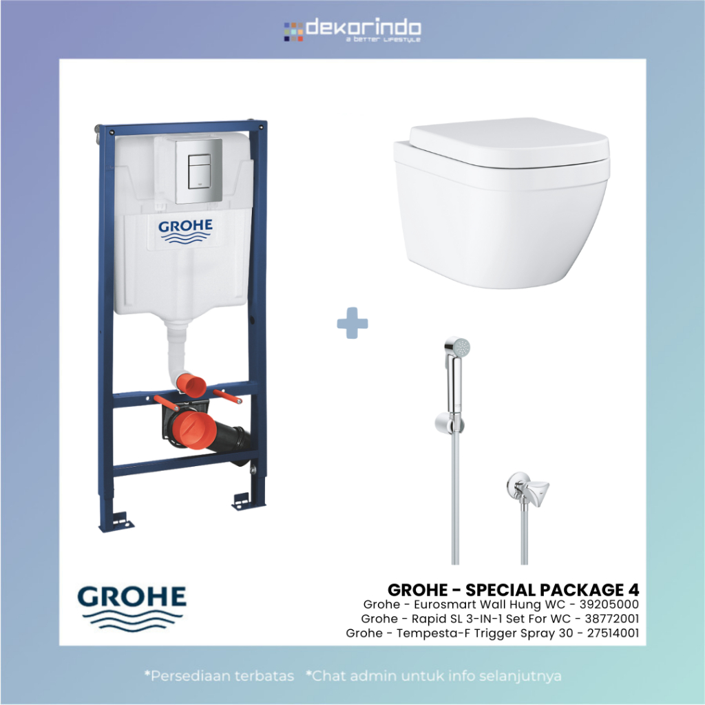 GROHE - SPECIAL PACKAGE 4 - GROHE EUROSMART WALL HUNG WC 39205000 + 38772001 + 27514001