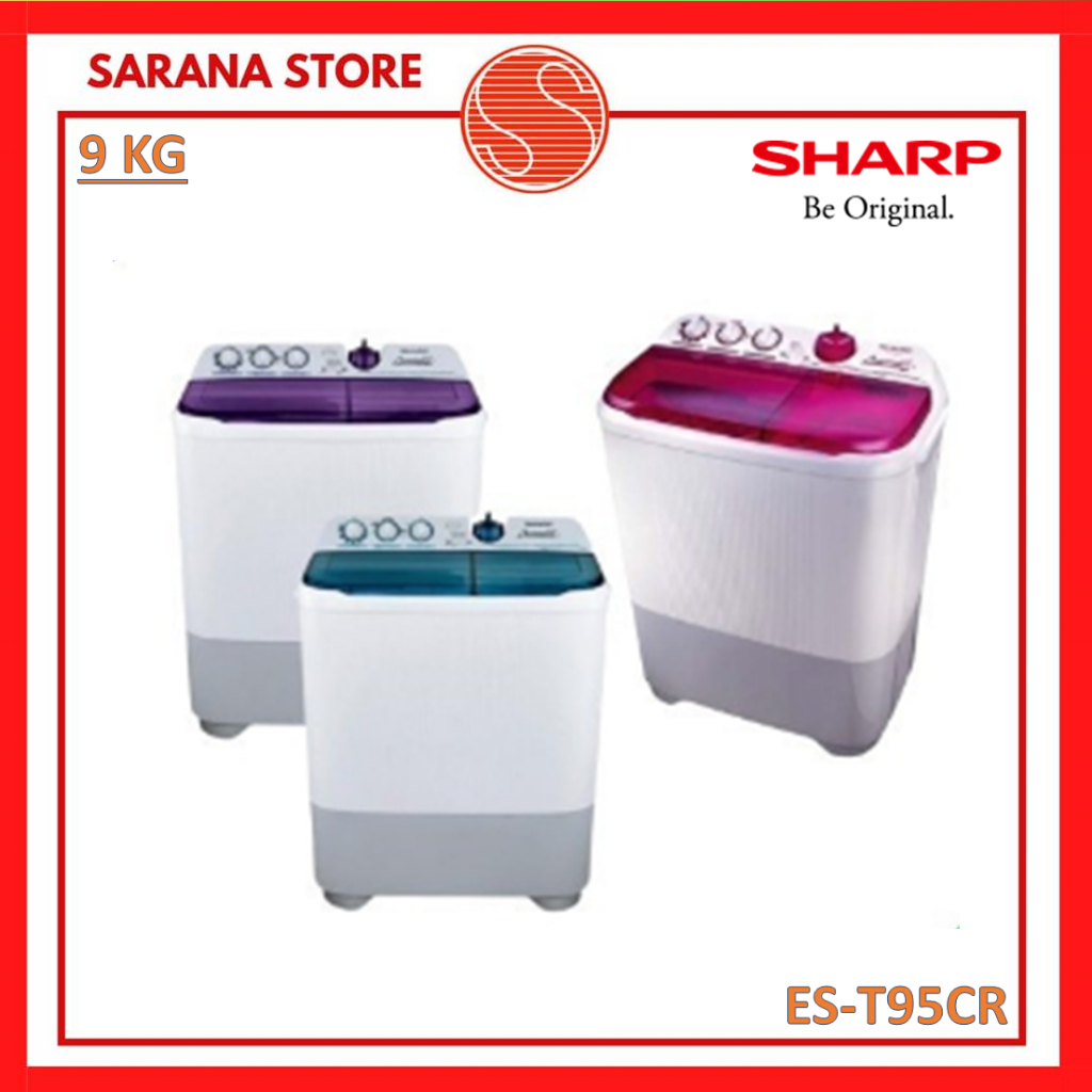 SHARP Mesin Cuci 2 Tabung 9 KG ES-T95CR 9KG EST95CR 95CR