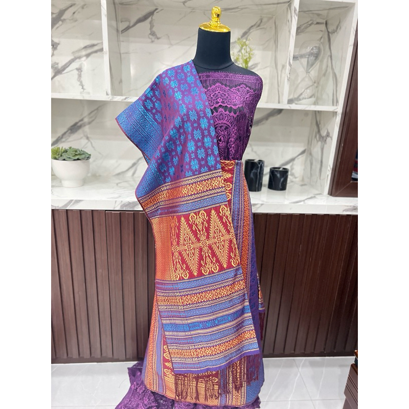 Tumtuman Pengantin FULL KRISTAL Grade Premium Gold Biru Turkish Ungu Maroon Songket Batak