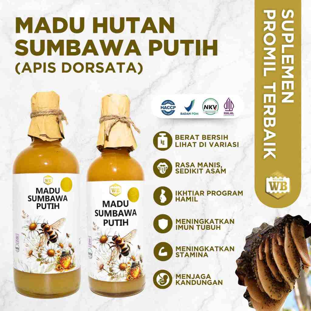 

WB Wild Bee - Madu Sumbawa Putih / Apis Dorsata - Wild Bee - Kemasan Ekonomis - Beli 10 Gratis 1