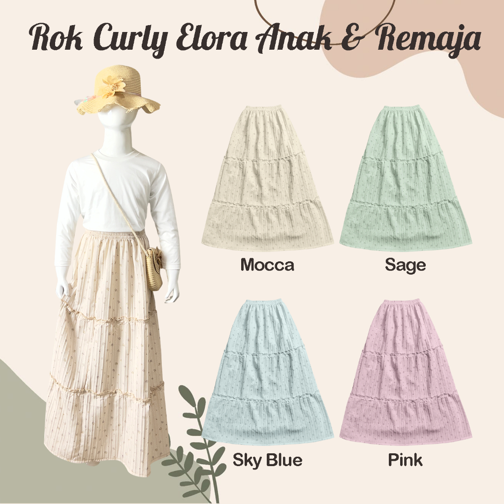 Rok Curly Elora Anak dan Remaja Perempuan Warna Mint