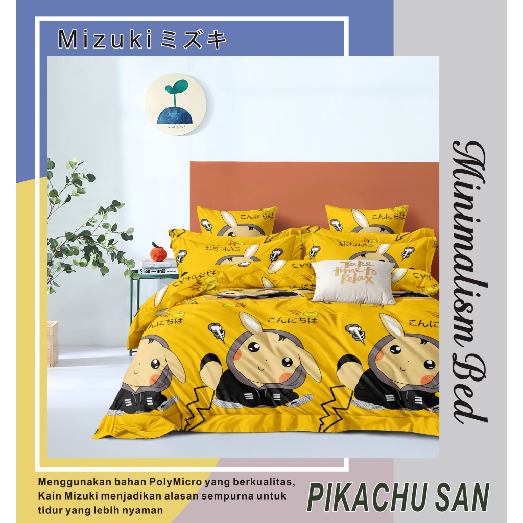 Sprei Fitted Karet Sprei Karakter Pokemon Pikachu Murah No. 1 King Size 180x200 / No. 2 Queen Size 1