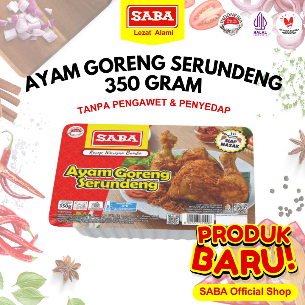 

SABA Ayam Goreng Serundeng Frozen 350 gram BPOM Ayam Frozen Food Siap Saji Minang Tanpa Pengawet