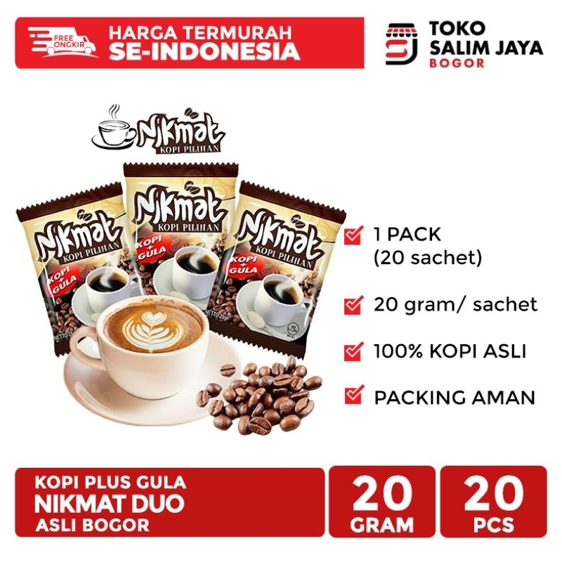 

Kopi Nikmat Duo (Kopi + Gula) isi 20 x 25 gram per sachet