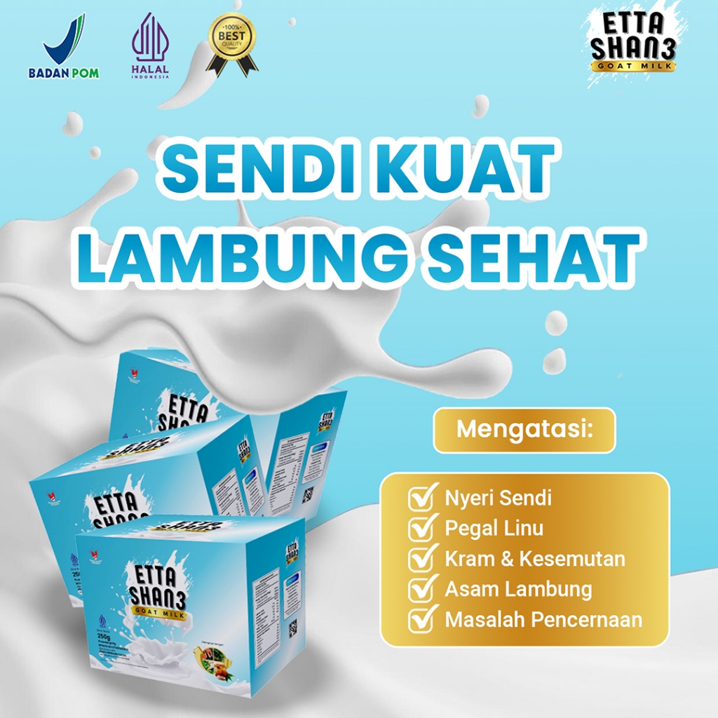

SUSU KAMBING ETAWA MURNI ORIGINAL BUBUK SACHET ETTA SHANE ATASI NYERI SENDI, ASMA, GERD KOLESTEROL