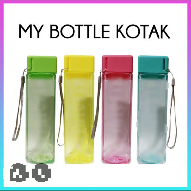 B (B189) MY BOTTLE KOTAK / BOTOL MINUM KOTAK PLASTIK POLOS