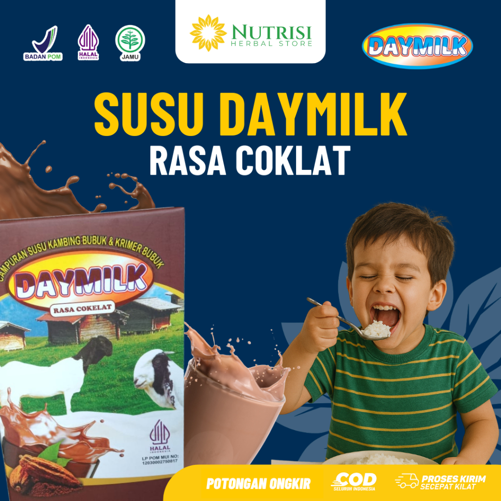 

SUSU DAYMILK COKLAT - Susu Kambing Etawa Bubuk Premium 200gr Halal BPOM