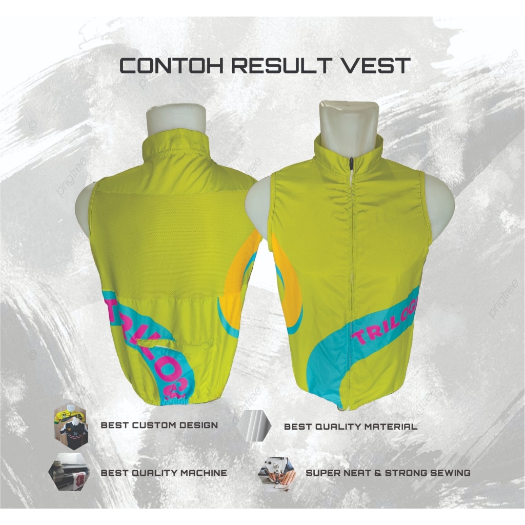 Vest Rompi Custom Printing Untuk Sepeda, Bola, Futsal, Komunitas -Free Design Bisa Satuan Anti Air &