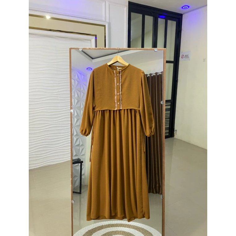 Ameera Dress Set Rompi - Gamis Lebaran Korean Style Kekinian