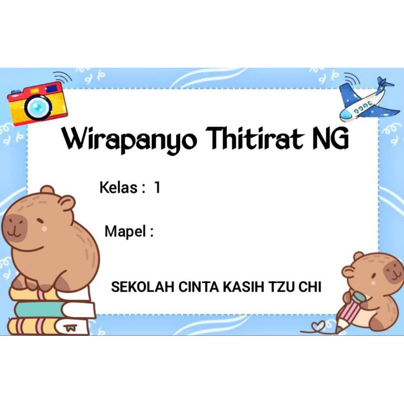 

(ISI 50 PCS) SUDAH ADA LEM STICKER LABEL BUKU SEKOLAH CUSTOM NAMA & FOTO MOTIF CAPYBARA