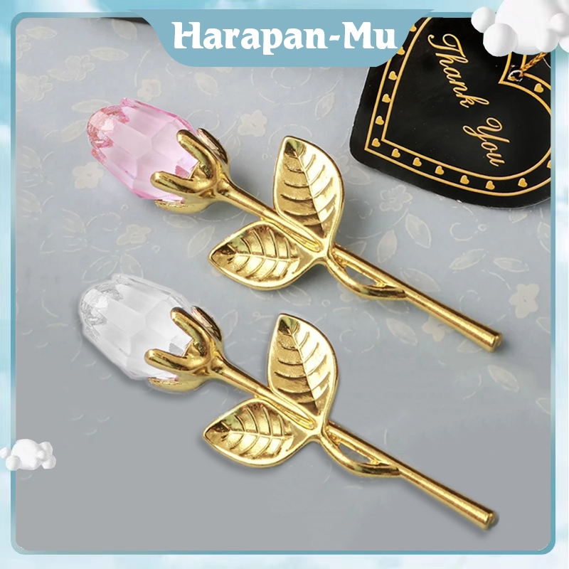 Artificial Kristal Flower Rose / Ornamen Kerajinan Bunga Mawar / Batang Bunga Logam Perak