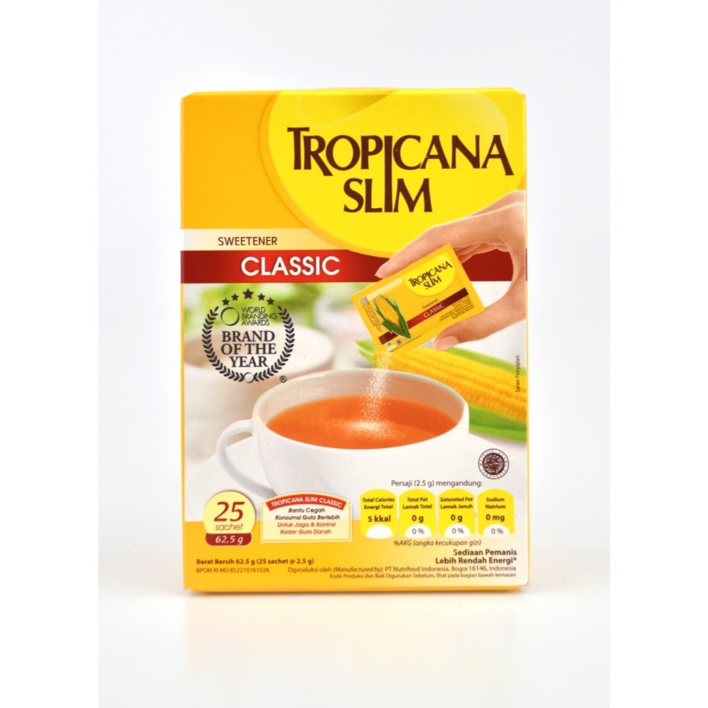 

TROPICANA SLIM SWEETENER CLASSIC 1 BOX ISI 25 SACHET @62.5g