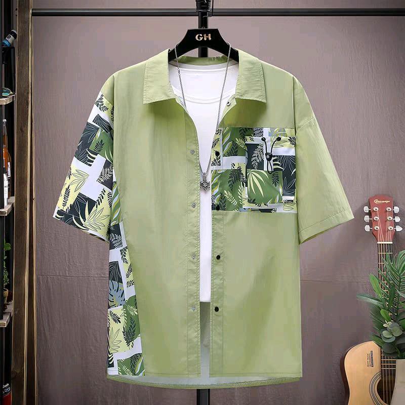 Gudang Outfit - Kemeja Hawy Lengan Pendek Kombinasi Pria Atasan Baju