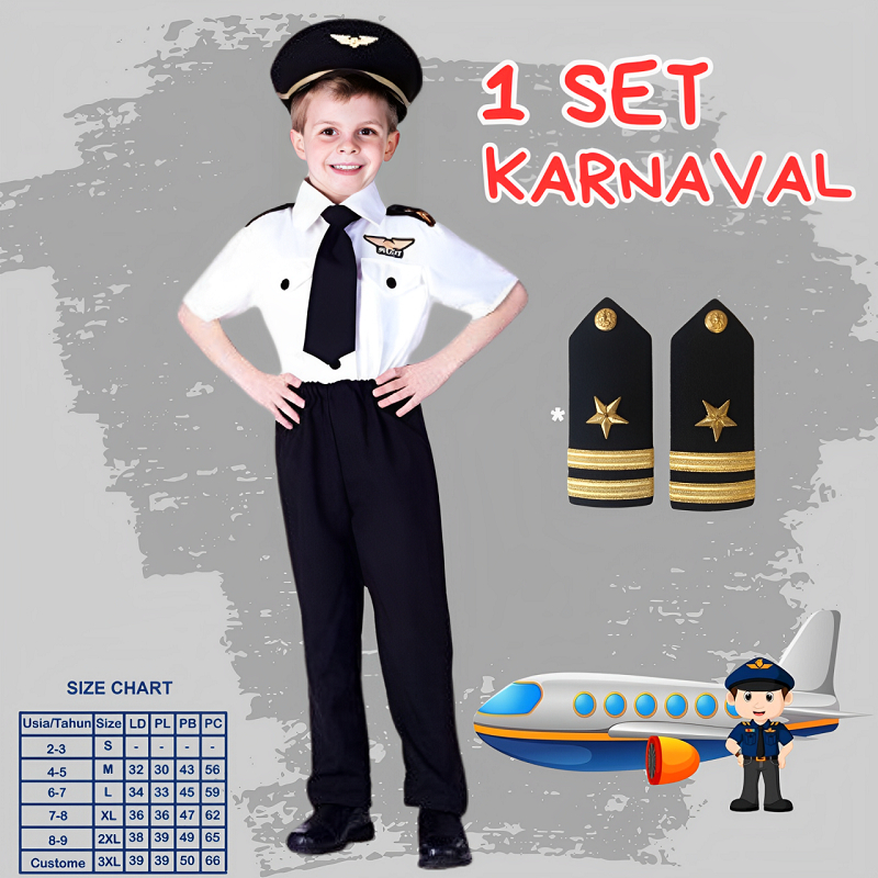 BEST SELLER BAJU PILOT ANAK LAKI LAKI/BAJU CUSTOME PILOT KARNAVAL ANAK USIA 2-3-4-5-6-7 TAHUN