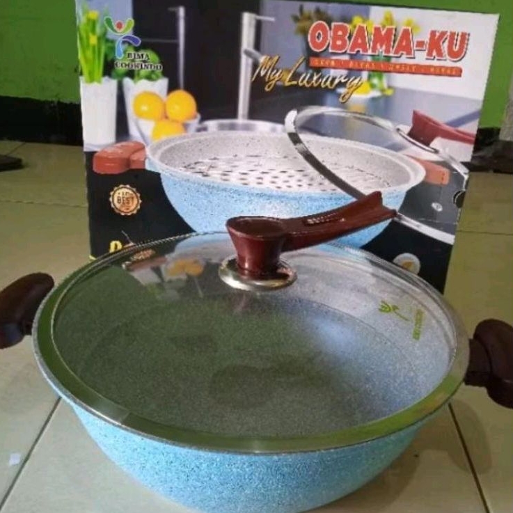 BIMA COOKINDO PANCI SERBAGUNA TUTUP KACA - ANTI LENGKET GRANITE LENGKAP SARANGAN 34 CM || PANCI KUKU
