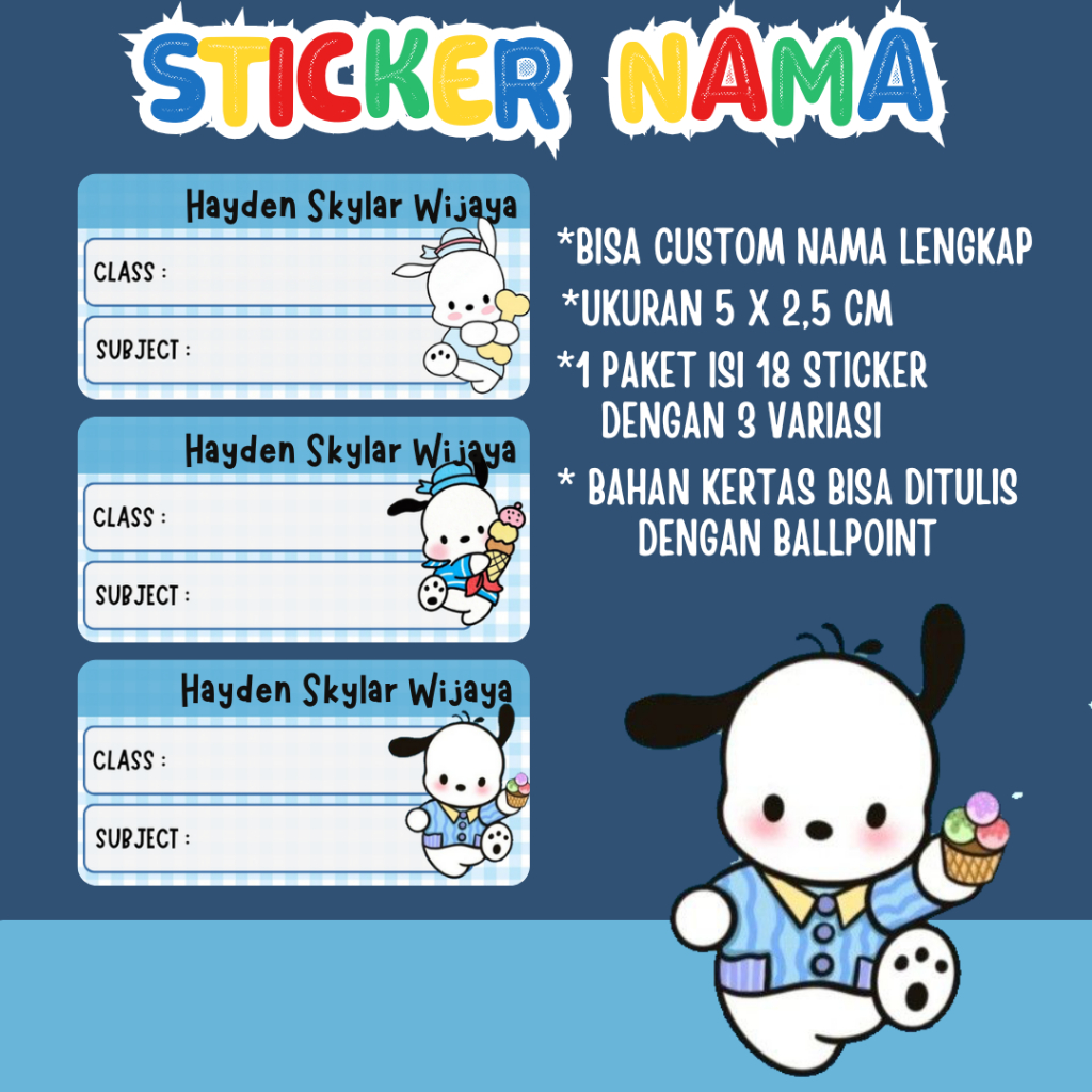

Sticker Custom Nama Anak Label Buku Pelajaran Banyak Pilihan Karakter