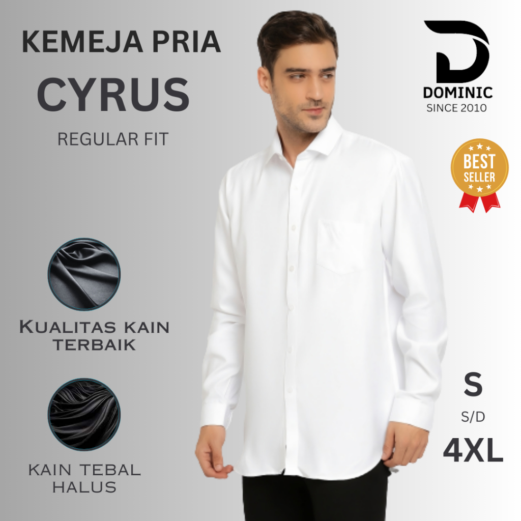 Kemeja Lengan Panjang Putih Pria / Kemeja Putih/HITAM Polos Pria / Kemeja Kantor Putih /HITAM Pria /