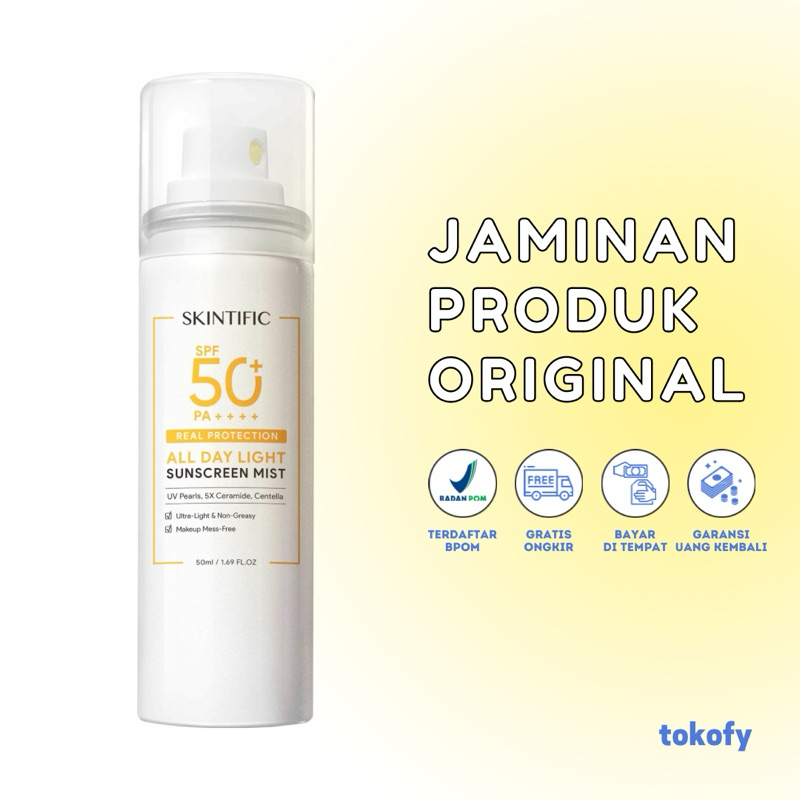 WAREHOUSE SALE - SKINTIFIC All Day Light Sunscreen Mist SPF 50 PA++++