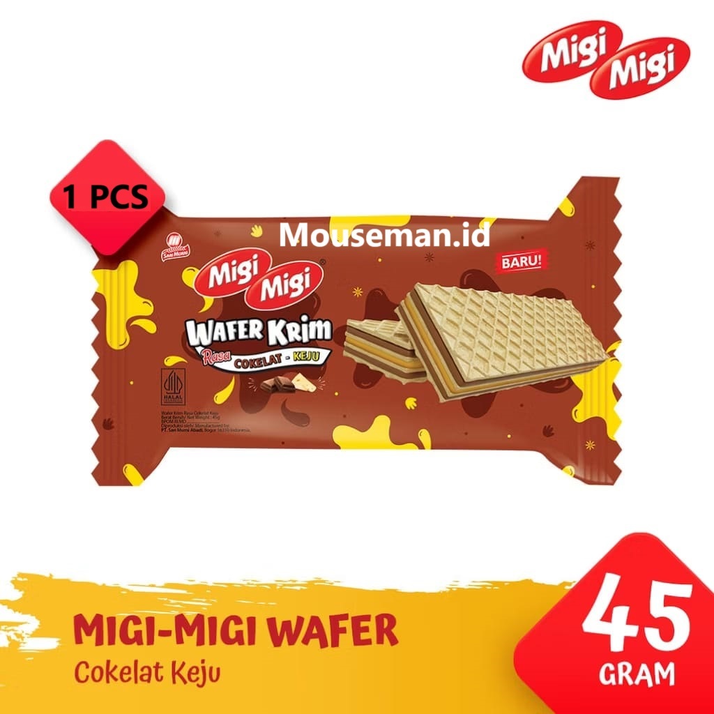 

Migi Migi Wafer Krim Rasa Cokelat Keju - Netto 45 gram