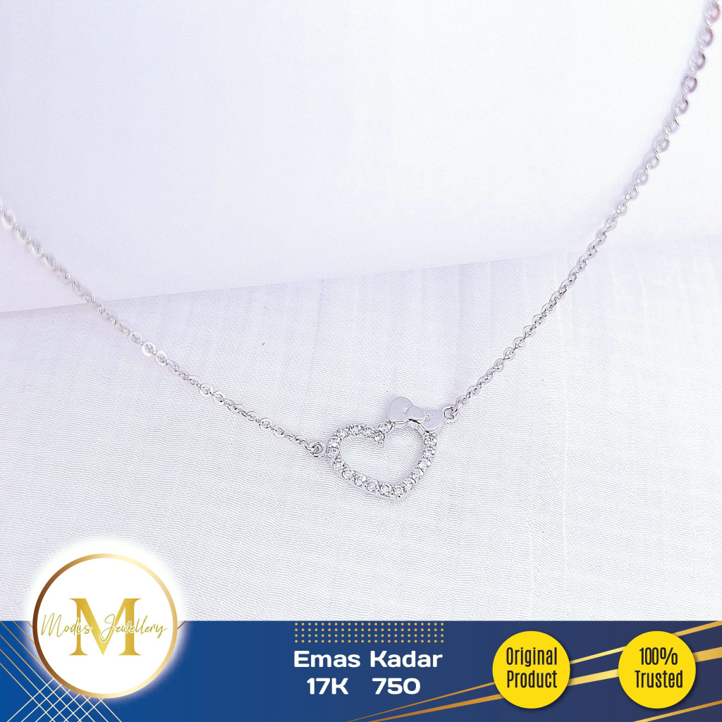 MODIS JEWELLERY - Kalung Love Pita Putih - Emas 17k  750