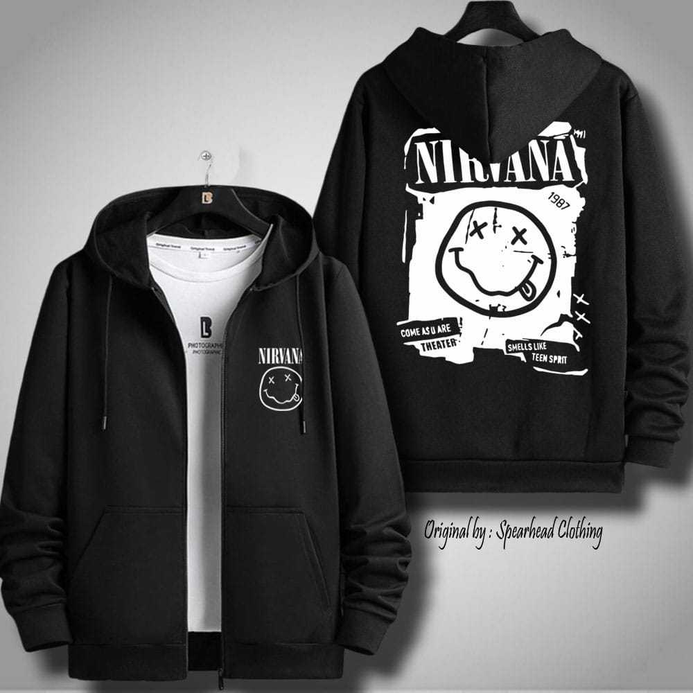 JAKET ZIPPER HOODIE NIRVANA TEBAL 2 LAYER ORIGINAL DISTRO PREMIUM HUGH QUALITY