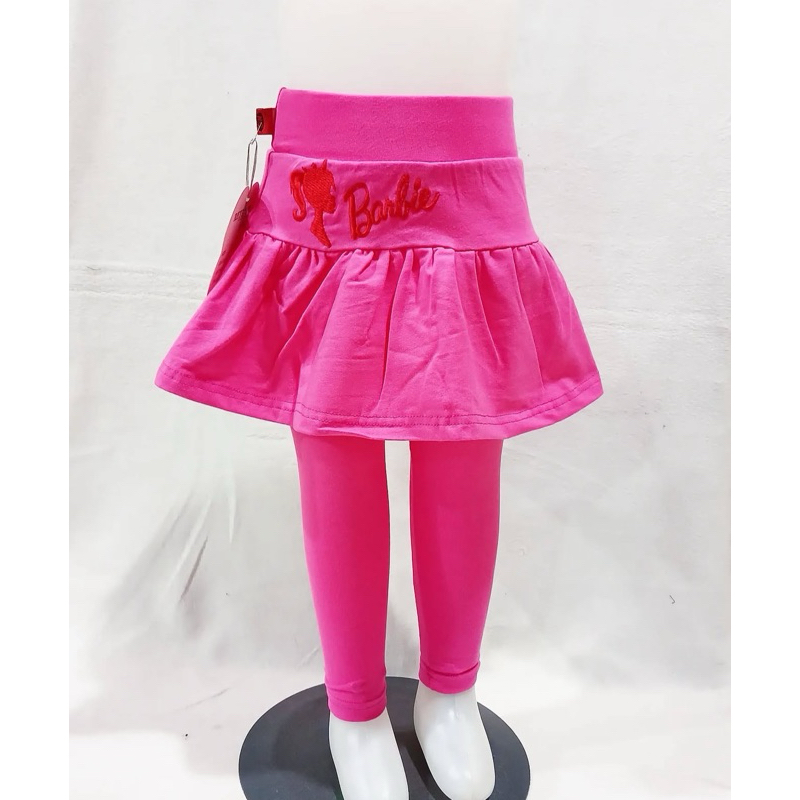 Legging rok anak panjang bordir Barbie girl warna pink