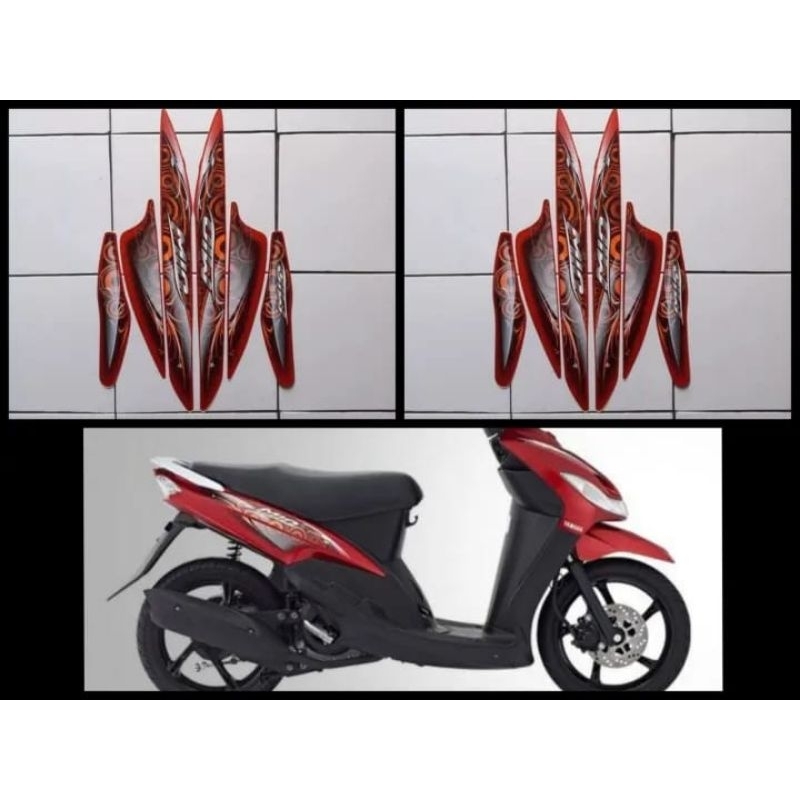 Striping Stiker Les Bodi Standart Motor Yamaha Mio sporty Cw Th 2011 Warna Merah