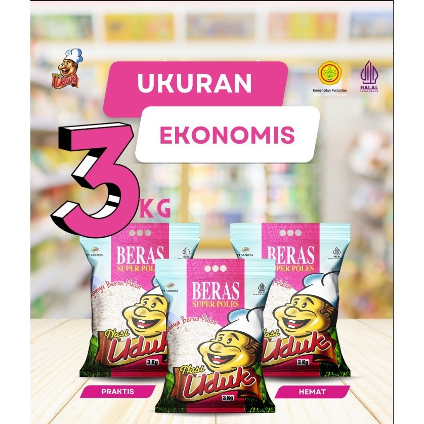 

Beras Nasi Uduk 3Kg - Kemasan Plastik / Beras Uduk 3kg