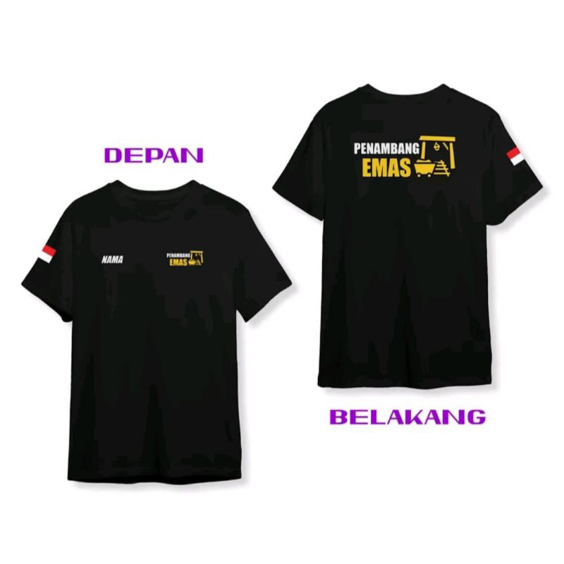 KAOS PENAMBANG EMAS FREE NAMA CORAK KUNING PUTIH