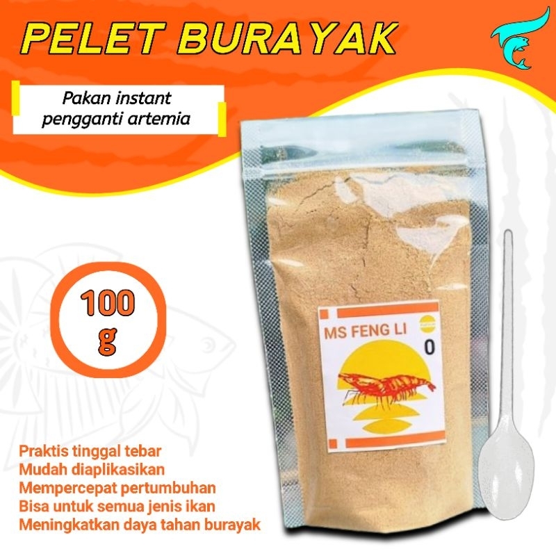 Pakan bubuk burayak ikan MS FENGLI 0 isi 100g untuk semua burayak ikan