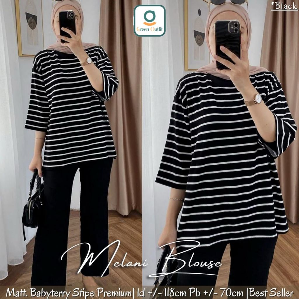 BLOUSE JUMBO WANITA SIZE XXL MOTIF GARIS GARIS TERBARU PAKAIAN WANITA BAJU ATASAN KOREAN STYLE