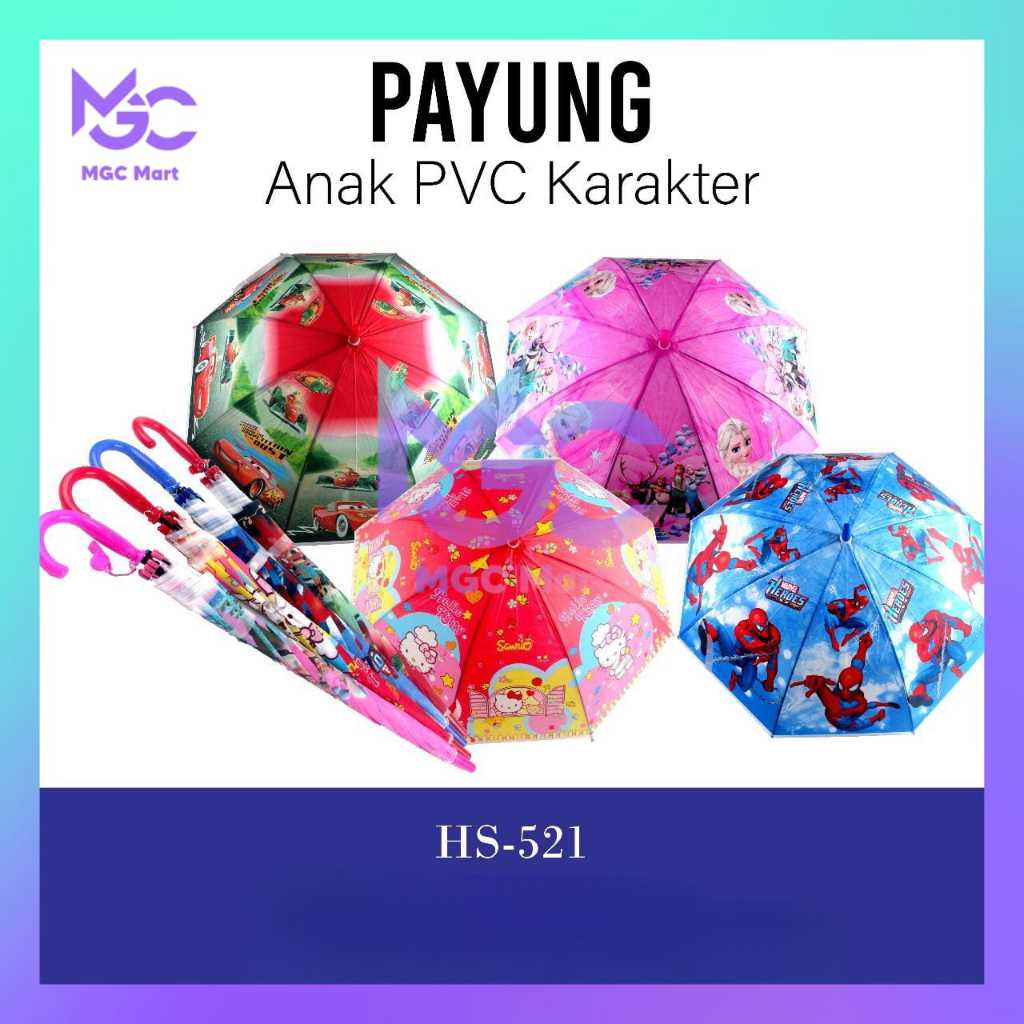 Payung Anak Peluit Karakter / Payung PVC Anak / Payung Karakter Fancy Lucu