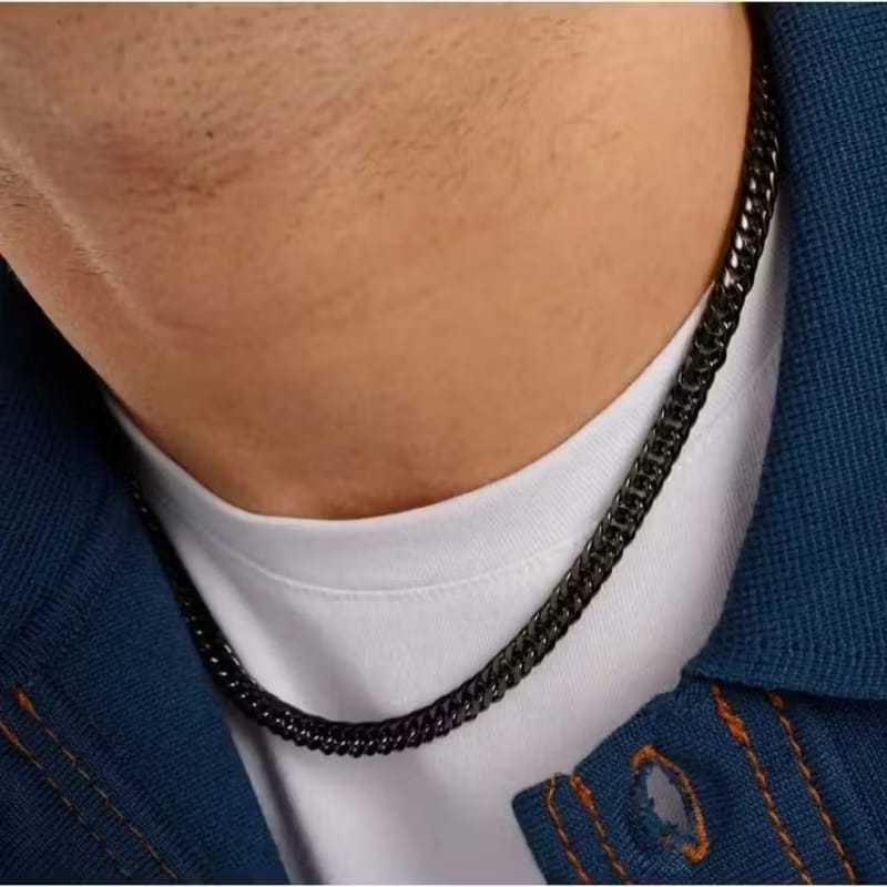 Kalung Rantai Hitam Pria dan Wanita  Titanium Anti karat / Kalung Titanium Pria hitam gold silver