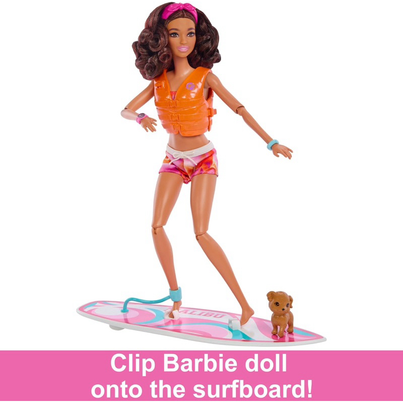 Barbie Made To Move Malibu Surfer Beach Guard Surfing  Surf Board Peselancar Papan Selanvar Penjaga 