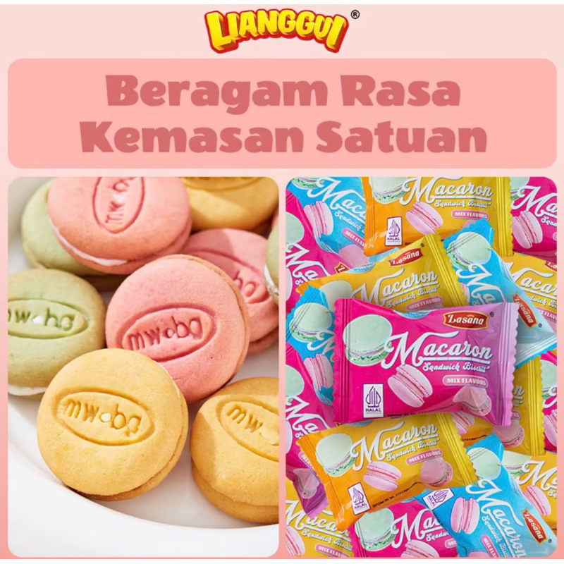 

[HALAL] Lianggui Macaron Biskuit Mini Cookies r Enak Cemilan Macaron Snack Viral 300g/1bag